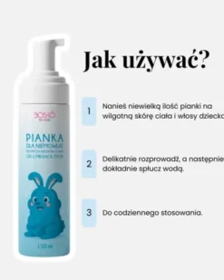 Bosko Cosmetics, pianka dla niemowląt do mycia włosów, ciała od 1 miesiąca, 150 ml