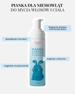 Bosko Cosmetics, pianka dla niemowląt do mycia włosów, ciała od 1 miesiąca, 150 ml