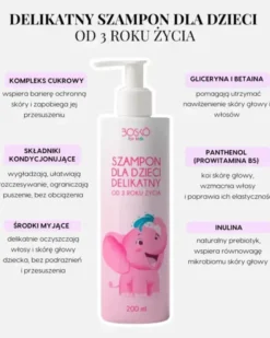 Bosko Cosmetics, szampon dla dzieci, delikatny od 3 roku życia, 200 ml
