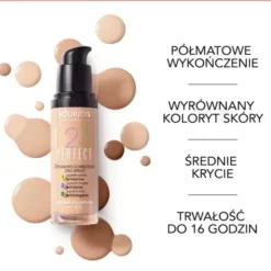 Bourjois 1, 2, 3 Perfect, podkład do twarzy o średnim kryciu, 53 Light Beige, 30 ml