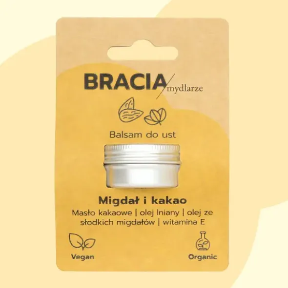 Bracia Mydlarze, balsam do ust, Migdał i kakao, 15 g