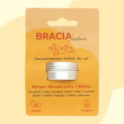 Bracia Mydlarze, dwuwarstwowy sorbet, nawilżający balsam do ust, Mango, Mandarynka, Wiśnia, 15 ml