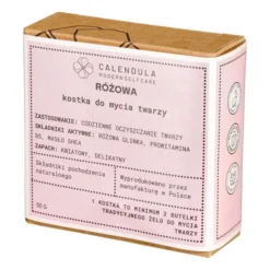 Calendula Modern Self Care, różowa kostka do mycia twarzy, 60 g