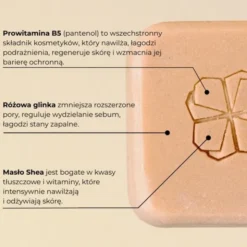 Calendula Modern Self Care, różowa kostka do mycia twarzy, 60 g