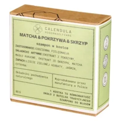 Calendula Modern Self Care, szampon w kostce, Matcha & Pokrzywa & Skrzyp, 80 g