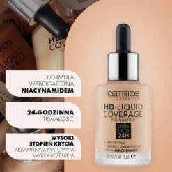 Catrice HD liquid coverage, kryjący podkład nr 010 Light Beige, 30 ml