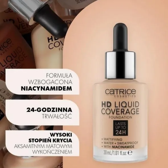 Catrice HD liquid coverage, kryjący podkład nr 010 Light Beige, 30 ml