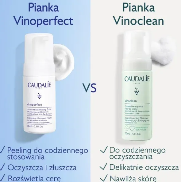 Caudalie Vinoperfect, mikropeelingująca pianka rozświetlająca, 100 ml