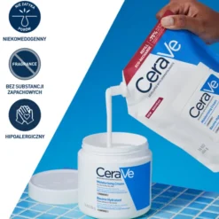 Cerave, balsam nawilżający do ciała i twarzy dla skóry suchej i bardzo suchej, refill, 454 g