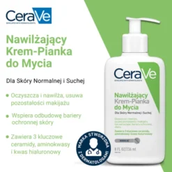 CeraVe, krem-pianka do mycia twarzy i demakijażu dla skóry normalnej i suchej, 236 ml