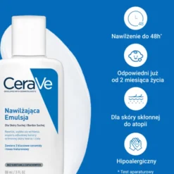 CeraVe, nawilżająca emulsja do ciała dla skóry suchej i bardzo suchej, 88 ml
