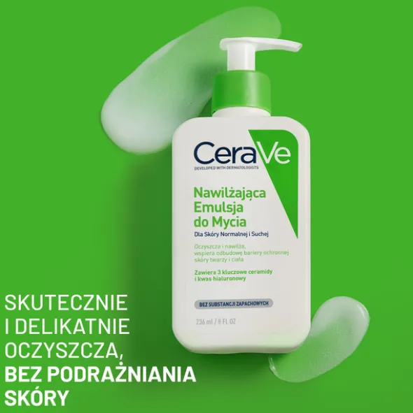 CeraVe, nawilżająca emulsja do mycia dla skóry normalnej i suchej, 236 ml