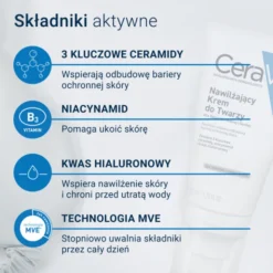 CeraVe, nawilżający krem do twarzy z ceramidami, 52 ml