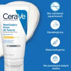 CeraVe, nawilżający krem do twarzy SPF 50, 52 ml