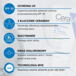 CeraVe, nawilżający krem do twarzy SPF 30, 52 ml
