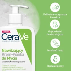 CeraVe, nawilżający krem-pianka do mycia, 473 ml