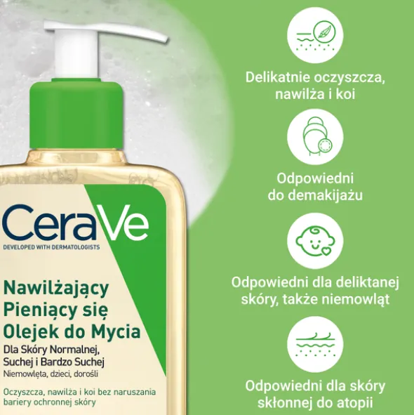 CeraVe, nawilżający pieniący się olejek do mycia, 236 ml