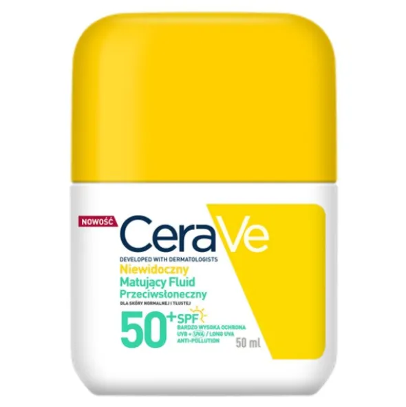CeraVe, niewidoczny, matujący fluid SPF50+, 50 ml
