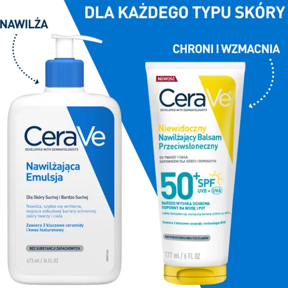 CeraVe, niewidoczny, nawilżający balsam przeciwsłoneczny SPF50+, 177 ml