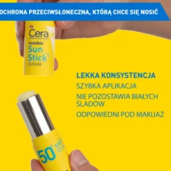 Cerave, niewidoczny sztyft przeciwsłoneczny SPF50+, 8 g