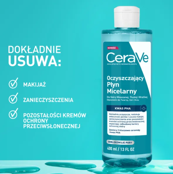 CeraVe, oczyszczający płyn micelarny, 400 ml