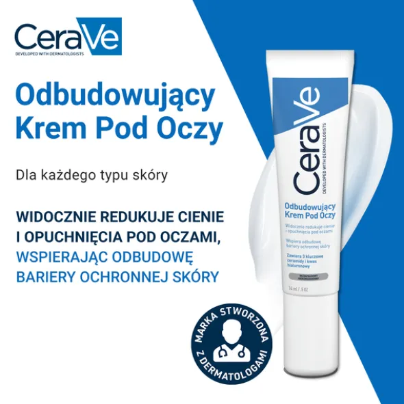 CeraVe, odbudowujący krem pod oczy dla skóry normalnej i suchej, 14 ml