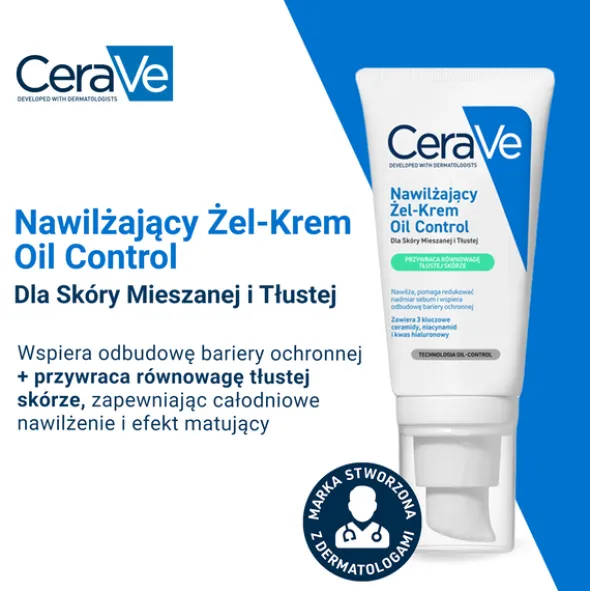 CeraVe Oil Control, nawilżający żel-krem, 52 ml