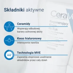 CeraVe, regenerujący krem do rąk z ceramidami do skóry suchej i bardzo suchej, 50 ml
