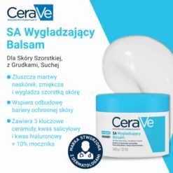 CeraVe SA, wygładzający balsam do ciała z mocznikiem dla skóry szorstkiej, z grudkami, suchej, 340 ml