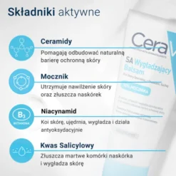 CeraVe SA, wygładzający balsam do ciała z mocznikiem do skóry szorstkiej, z grudkami, suchej, 177 ml