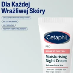 Cetaphil Pro Redness Control, krem nawilżający na noc, 50 ml