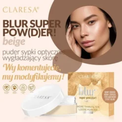 Claresa Blur Super Pow(d)er!, sypki puder wygładzający, Beige, 12 g