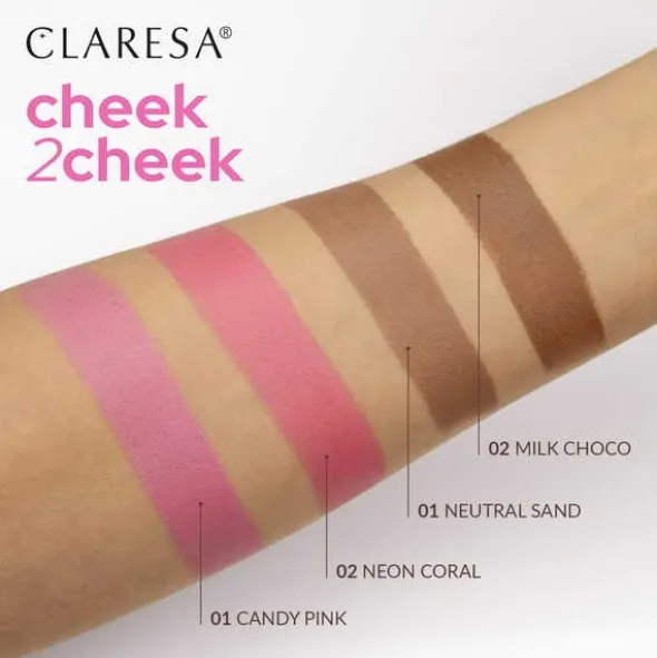 Claresa cheek2cheek, bronzer w sztyfcie, 01 Neutral Sand, 5,5 g