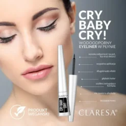 Claresa Cry Baby Cry!, wodoodporny eyeliner w płynie, 4 g