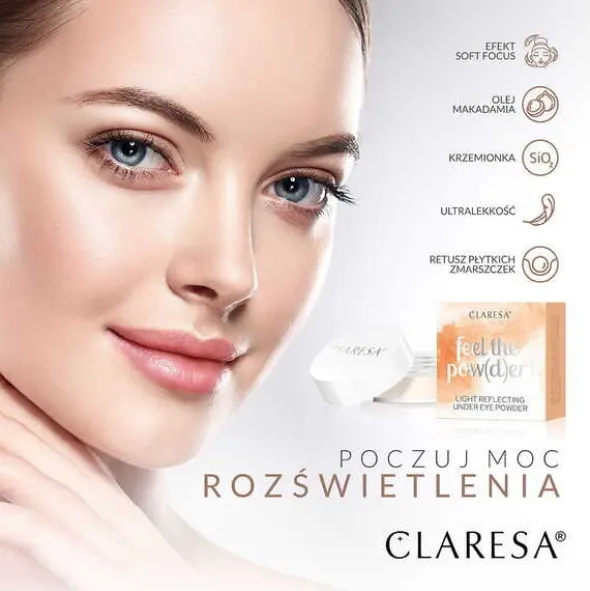 Claresa Feel The Pow(d)er!, puder pod oczy, 02 Beige, 6 g
