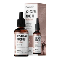 Clean label Pharmovit, K2 + D3-Vit Oil Active, krople, 30 ml