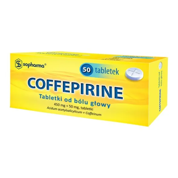 Coffepirine Tabletki od bólu głowy, 450 mg + 50 mg, tabletki, 50 szt.