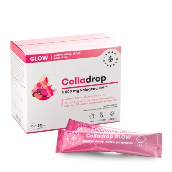 Colladrop Glow, kolagen 5000 mg, proszek, saszetki, 30 szt.
