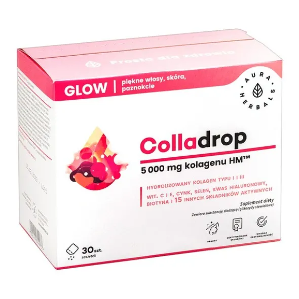 Colladrop Glow, kolagen 5000 mg, proszek, saszetki, 30 szt.