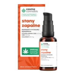 Cosma Cannabis Natural Herbs, Stany Zapalne, olejek w kroplach, 30 ml