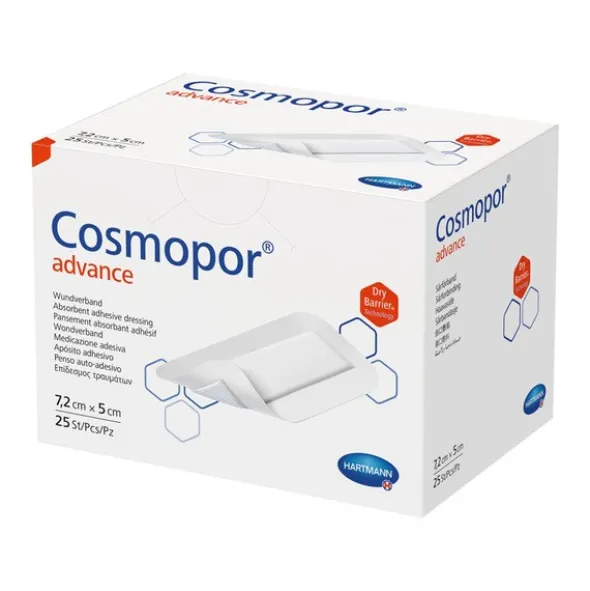 Cosmopor Advance, opatrunki do silnie sączących się ran, 7,2 cm x 5 cm, 25 szt.
