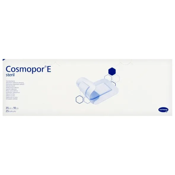 Cosmopor E, plastry opatrunkowe jałowe, 35 x 10 cm, 25 szt.