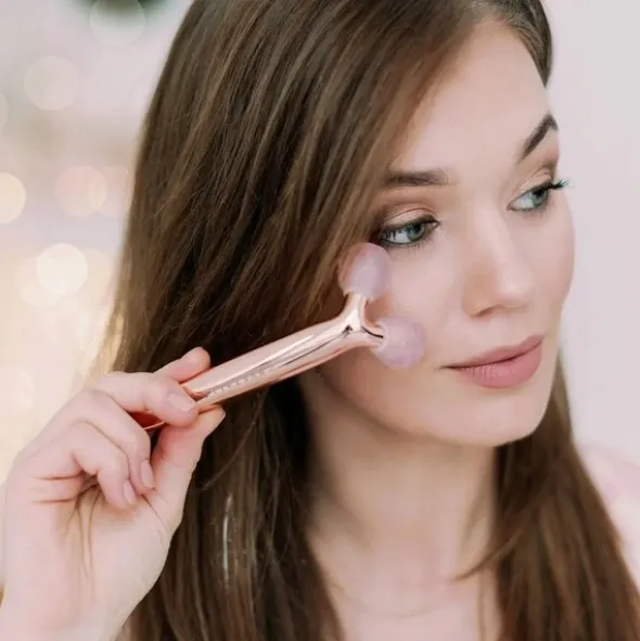 Crystallove, masażer liftingujący do twarzy 3D z kwarcem różowym, 1 szt.