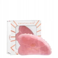 Crystallove, płytka 3D do masażu twarzy gua sha z kwarcu różowego, 1 szt.