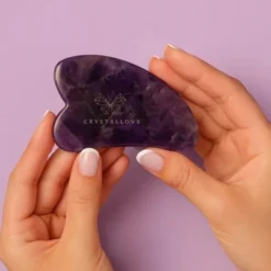 Crystallove, płytka do masażu twarzy gua sha z ametystu, 1 szt.