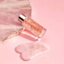 Crystallove, płytka do masażu twarzy gua sha z kwarcem różowym, 1 szt.