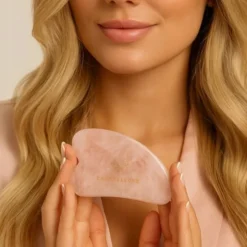 Crystallove, płytka do masażu twarzy gua sha z kwarcem różowym, 1 szt.