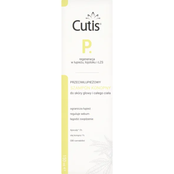 Cutis P, szampon przeciwłupieżowy konopny + CBD kannabidiol, 150 ml