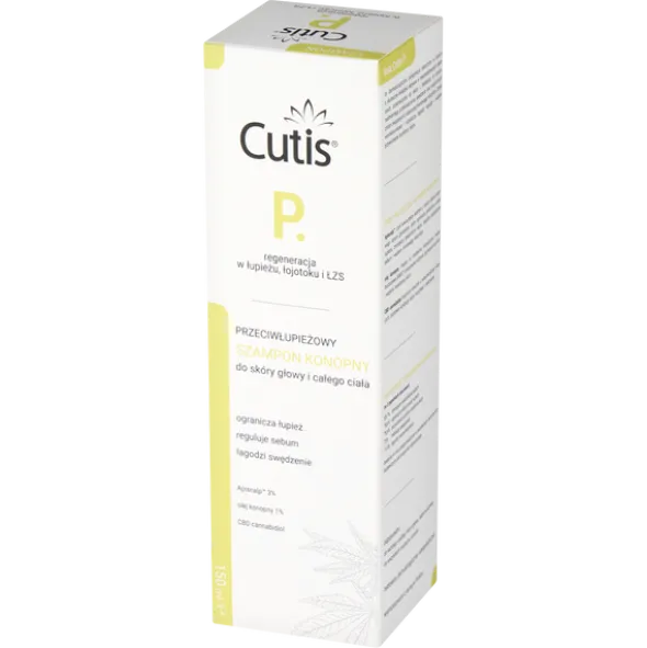 Cutis P, szampon przeciwłupieżowy konopny + CBD kannabidiol, 150 ml