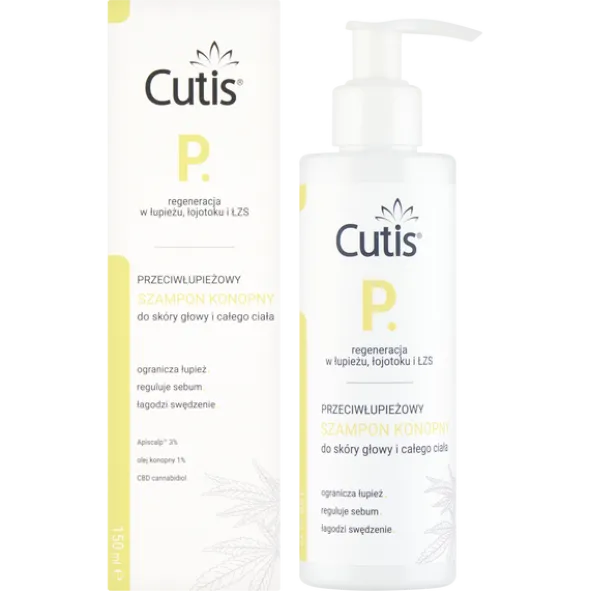 Cutis P, szampon przeciwłupieżowy konopny + CBD kannabidiol, 150 ml